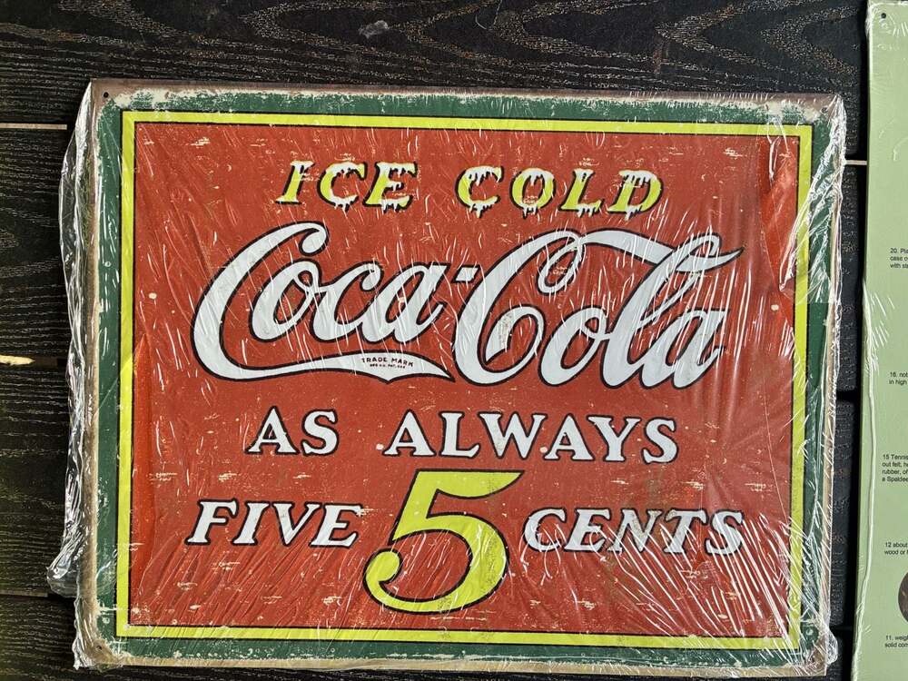 2 16"x12.5"Coca-Cola 5 Cents and Play Refreshed Vintage Style Metal Tin Signs